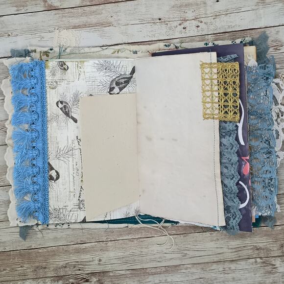 Turquoise Embellished Junk Journal: Flowers, Birds, Butterflies (Seize the Day) - Picture 11 of 16